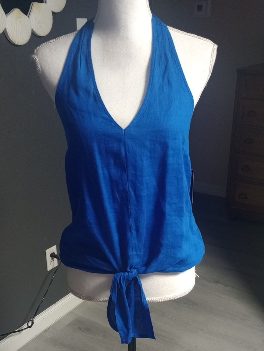 INC International Concepts Royal Blue Halter Tie-Front Camisole